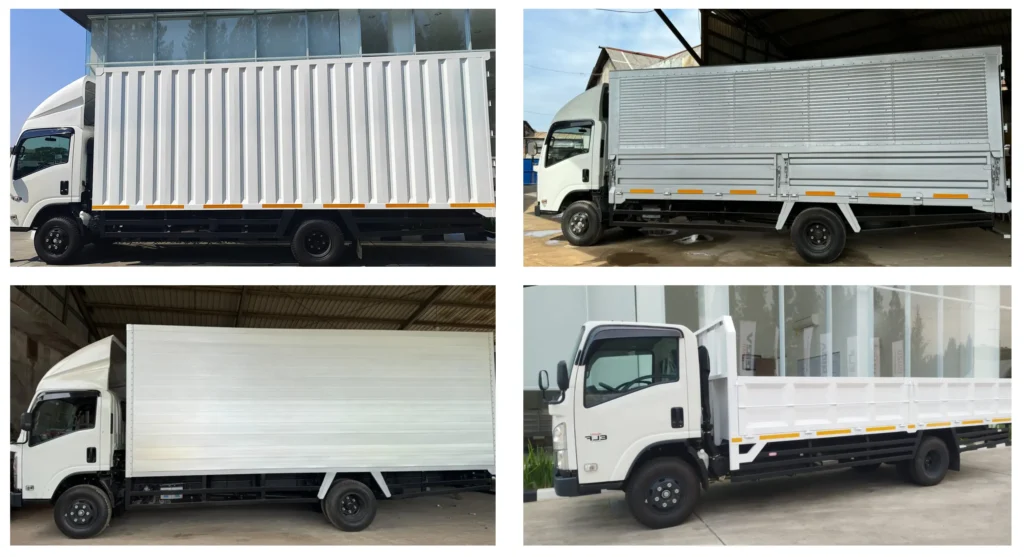 Isuzu Elf NMR L dengan Berbagai Karoseri box besi, box aluminium, wingbox, bak terbuka
